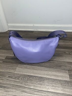 Coach Lavender Leather Crescent Crossbody with Branded Strap